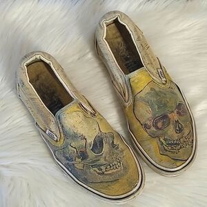 Vans Vincent Van Gogh Limited Edition Skull Classic Slip Ons Amsterdam Size  8.5